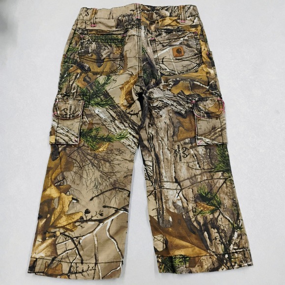 Carhartt Kids Girls Camo Cargo Pants RealTree Pink Stitching Size 6X. Inseam 14" - Picture 3 of 7